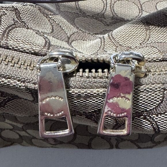 Coach Beige Signature Canvas Convertible Celeste Hobo Medium Size Brown Gold - Picture 4 of 15